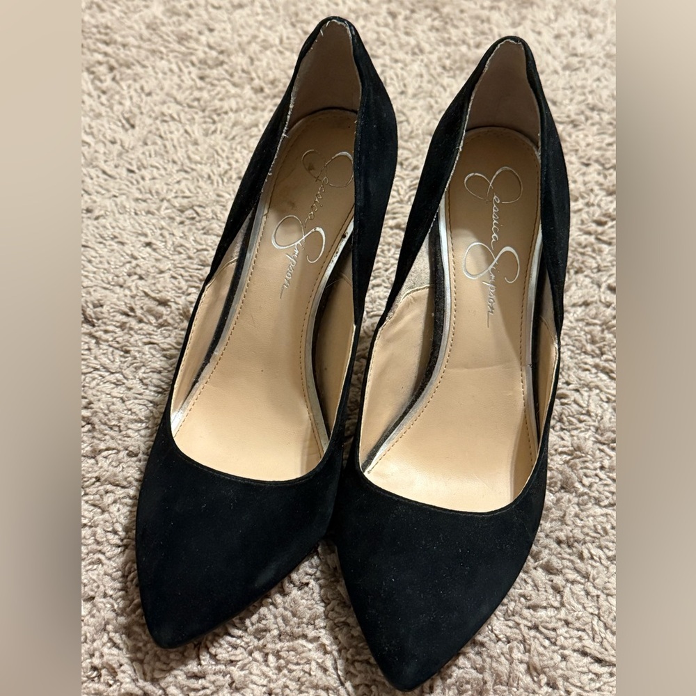 Jessica Simpson Black Suede Pointed Pumps